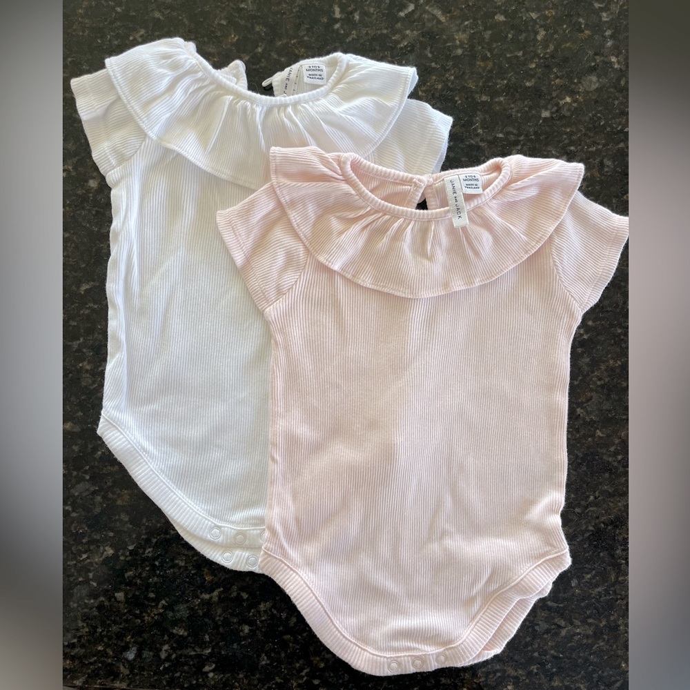 Janie and Jack White and pink onesie 3-6 months